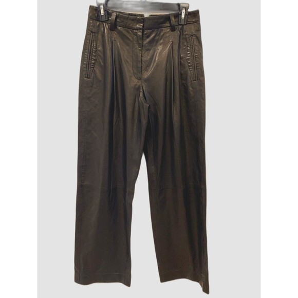 Rag & Bones Pants Women's Size 2 Color Chocolate Brown Leather Pants - Picture 1 of 12